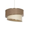 GloboStar® SONIA 203-0121 Μοντέρνο Κρεμαστό Φωτιστικό Καπέλο Μονόφωτο 1 x E27 IP20 Σκούρο Μπεζ & Μπεζ Ύφασμα με Χρυσή Λεπτομέρεια - Μ30 x Π30 x Υ90 cm