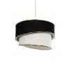 GloboStar® CYCLOP 204-0103 Μοντέρνο Κρεμαστό Φωτιστικό Kαπέλο Μονόφωτο 1 x E27 IP20 Μαύρο & Λευκό Ύφασμα - Μ30 x Π30 x Υ70cm