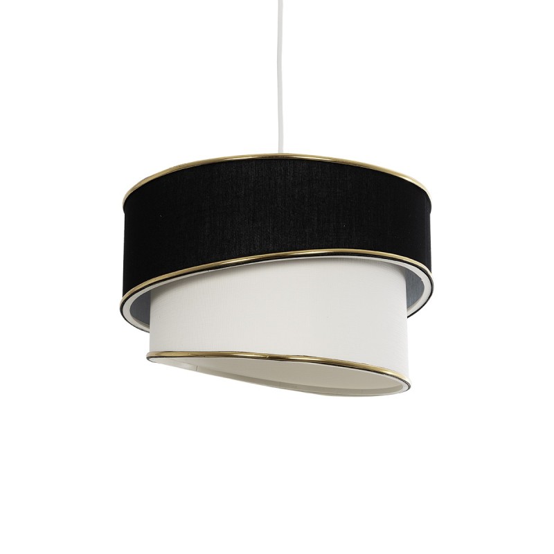 GloboStar® CYCLOP 204-0103 Μοντέρνο Κρεμαστό Φωτιστικό Kαπέλο Μονόφωτο 1 x E27 IP20 Μαύρο & Λευκό Ύφασμα - Μ30 x Π30 x Υ70cm