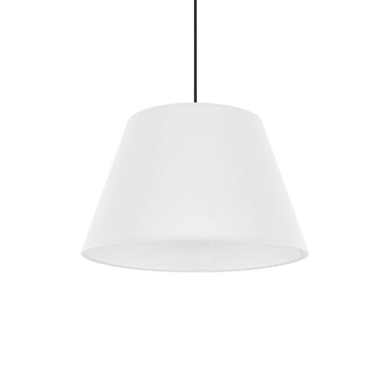 GloboStar® TRIANGLE 204-0089 Μοντέρνο Κρεμαστό Φωτιστικό Kαπέλο Μονόφωτο 1 x E27 IP20 Λευκό Ύφασμα - Μ37 x Π37 x Υ70cm
