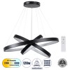 GLOBOSTAR® NEMESIS TRIO 61170-DECO Μοντέρνο Κρεμαστό Φωτιστικό Οροφής LED 120W 14723lm 360° AC 220-240V IP20 Ρυθμιζόμενο Λευκό CCT με Χειριστήριο από 2700K έως 6000K Dimmable - Lumileds SMD Chip - Μαύρο - Μ80 x Π80 x Υ90cm - 3 Χρόνια Εγγύηση