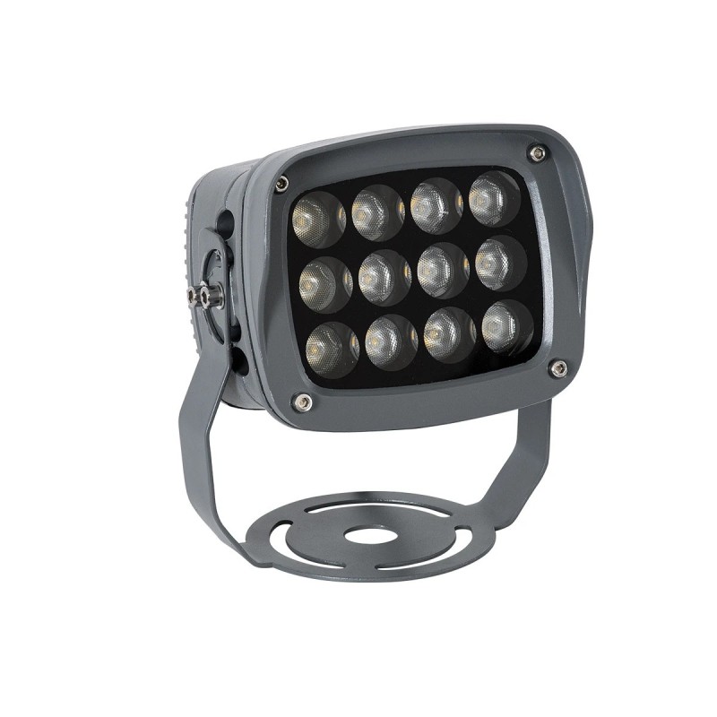 GLOBOSTAR® FLOOD-XENA 90121 Προβολέας Σποτ Wall Washer LED 12W 1320lm 10° AC 220-240V Αδιάβροχο IP65 Θερμό Λευκό 2700K - Γκρι Ανθρακί - Μ13.5 x Π11 x Υ15cm - 3 Χρόνια Εγγύηση