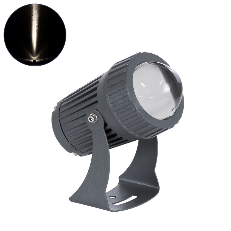 GLOBOSTAR® SPOT-FENIA 90134 Αρχιτεκτονικό Σποτ Φωτισμου LED 10W 1150lm 5° DC 24V Αδιάβροχο IP65 Φυσικό Λευκό 4500K Dimmable - Γκρι Ανθρακί - Μ7 x Π7 x Υ12cm - 3 Χρόνια Εγγύηση