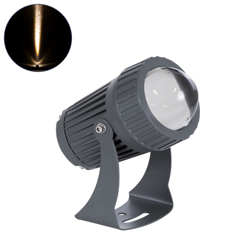 GLOBOSTAR® SPOT-FENIA 90135 Αρχιτεκτονικό Σποτ Φωτισμου LED 10W 1100lm 5° DC 24V Αδιάβροχο IP65 Θερμό Λευκό 2700K Dimmable - Γκρι Ανθρακί - Μ7 x Π7 x Υ12cm - 3 Χρόνια Εγγύηση