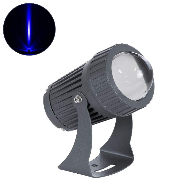 GLOBOSTAR® SPOT-FENIA 90136 Αρχιτεκτονικό Σποτ Φωτισμου LED 10W 850lm 5° DC 24V Αδιάβροχο IP65 Μπλε Dimmable - Γκρι Ανθρακί - Μ7 x Π7 x Υ12cm - 3 Χρόνια Εγγύηση