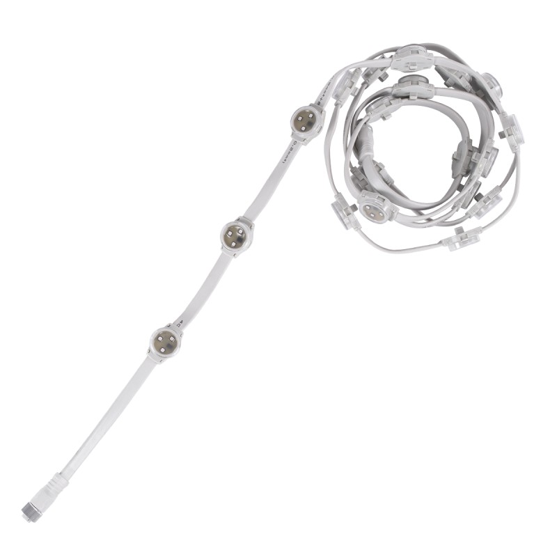 GloboStar® 90140 Digital Pixel Addressable Facade Module Chain String with 20 Spots - Ψηφιακή Αλυσίδα Γιρλάντα με 20 Σποτ LED SMD 3535 15W 20LED 20PIXEL SPI/TTL Protocol IC UCS512B 900lm 120° DC 12V IP67 RGB - Λευκό Σώμα - Μ232 x Π2.5 x Υ1.5cm