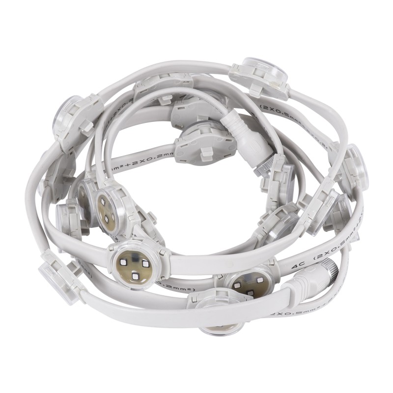 GloboStar® 90140 Digital Pixel Addressable Facade Module Chain String with 20 Spots - Ψηφιακή Αλυσίδα Γιρλάντα με 20 Σποτ LED SMD 3535 15W 20LED 20PIXEL SPI/TTL Protocol IC UCS512B 900lm 120° DC 12V IP67 RGB - Λευκό Σώμα - Μ232 x Π2.5 x Υ1.5cm