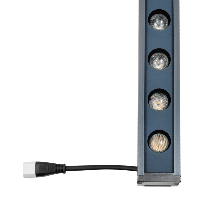 GLOBOSTAR® WASHERMARGO 90150 Μπάρα Φωτισμού Wall Washer LED 24W 2520lm 30° DC 24V Αδιάβροχο IP66 Ultra Θερμό Λευκό 2200K Dimmable - Bridgelux SMD Chip - Γκρι Ανθρακί - Μ100 x Π4 x Υ5cm - 3 Χρόνια Εγγύηση