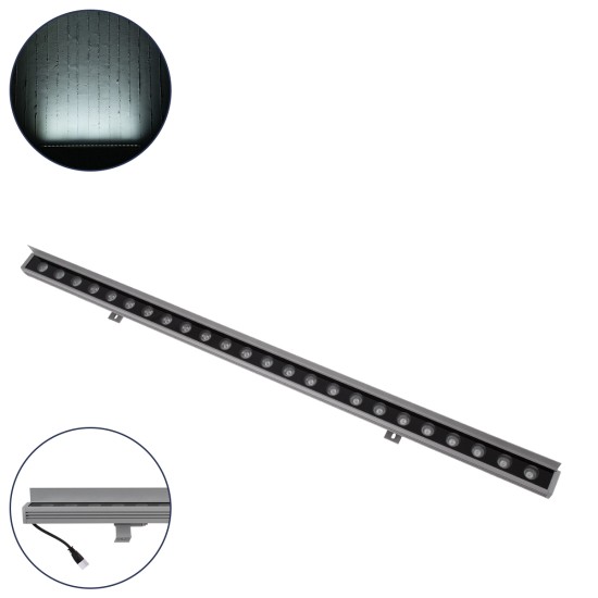 GLOBOSTAR® WASHER-FAIA 90188 Μπάρα Φωτισμού Wall Washer με Αντιθαμβωτική Γρίλια LED 24W 2400lm 15° DC 24V Αδιάβροχο IP65 Ψυχρό Λευκό 6000K Dimmable - Ασημί - Μ100 x Π4 x Υ5.5cm - 3 Χρόνια Εγγύηση GloboStar® WASHER-FAIA 90188 Μπάρα Φωτισμού Wall Washer με Αντιθαμβωτική Γρίλια LED 24W 2400lm 15° DC 24V Αδιάβροχο IP65 L100 x W4 x H5.5cm Ψυχρό Λευκό 6000K - Ασημί - 3 Years Warranty
