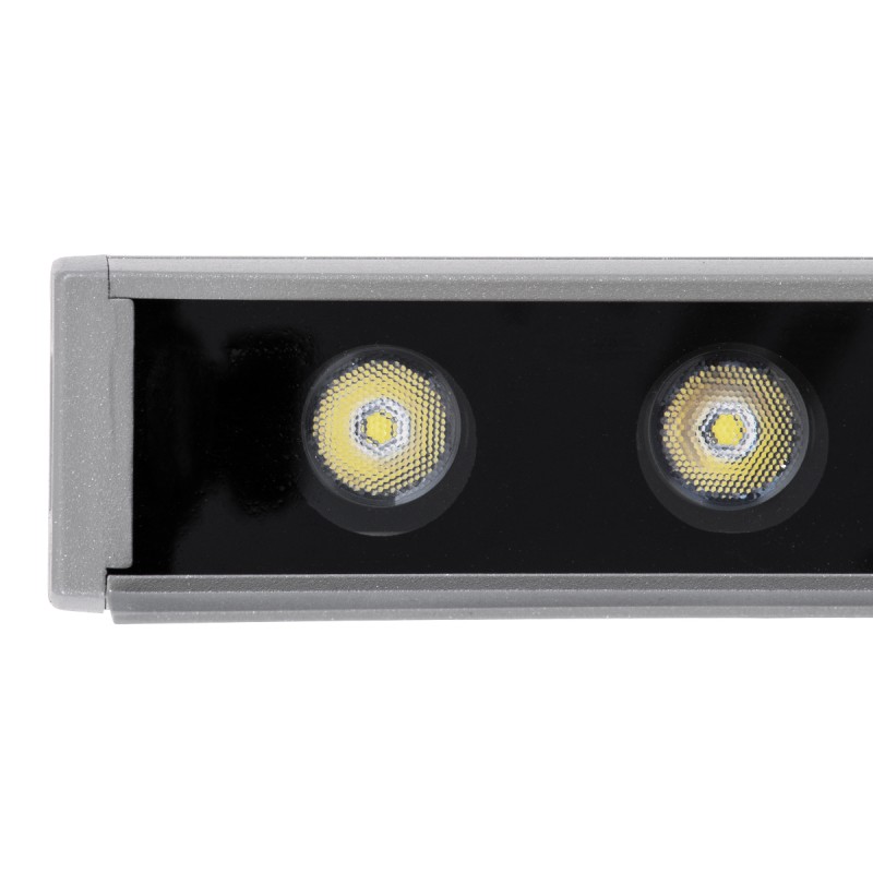 GloboStar® WASHER-FAIA 90188 Μπάρα Φωτισμού Wall Washer με Αντιθαμβωτική Γρίλια LED 24W 2400lm 15° DC 24V Αδιάβροχο IP65 L100 x W4 x H5.5cm Ψυχρό Λευκό 6000K - Ασημί - 3 Years Warranty