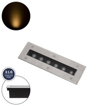 GLOBOSTAR® UNDERGROUNDREMVI 90190 Χωνευτή Μπάρα Φωτισμού Wall Washer LED 9W 990lm 10° DC 24V Αδιάβροχο IP68 Θερμό Λευκό 2700K Dimmable - Bridgelux SMD Chip - Ανοξείδωτο Ατσάλι SS316 - Μ30 x Π9 x Υ8.5cm / Q28.5 x 7.5cm - 3 Χρόνια Εγγύηση