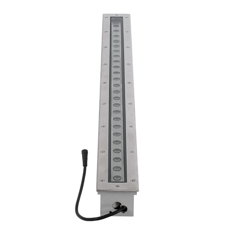 GloboStar® UNDERGROUND-PASSAGGIO 90197 Χωνευτό Φωτιστικό Wall Washer Δαπέδου LED 24W 2040lm 10° DC 24V Αδιάβροχο IP68 με Ρυθμιζόμενη Γωνία Φωτισμού L108 x W9 x H7.5cm RGBW DMX512 - Ανοξείδωτο Ατσάλι - 3 Years Warranty