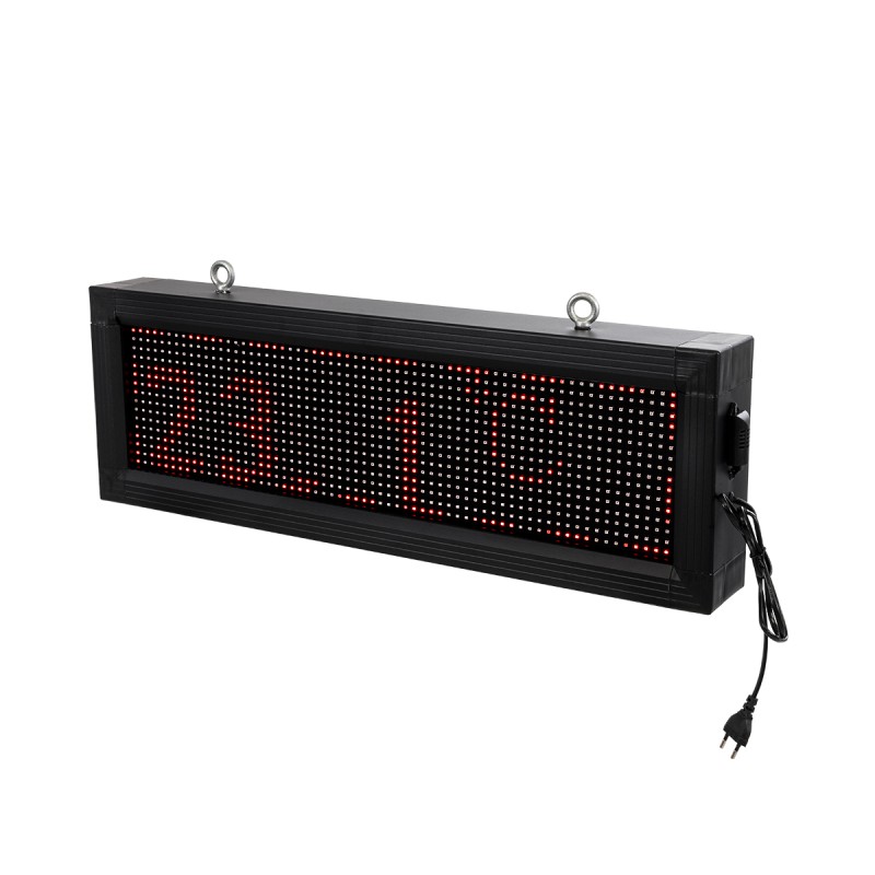 GloboStar® DISPLAY 90266 LED Scrolling Display 64x16cm - Κυλιόμενη Ψηφιακή Πινακίδα / Επιγραφή Μονής Όψης P10 LED SMD AC 220-240V - Λειτουργία μέσω Wi-Fi με Εφαρμογή APP - Αισθήτηρας Θερμοκρασίας και Υγρασίας - Αδιάβροχο IP65 - Μ72 x Π9 x Υ24cm - Κόκκινο