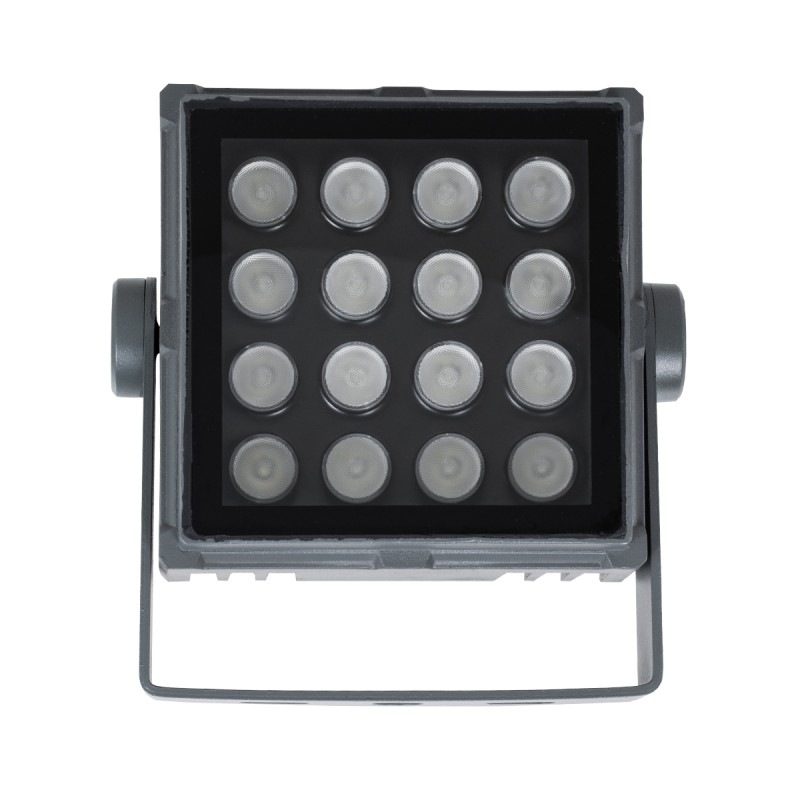 GloboStar® FLOOD-TINY 90370 Προβολέας Wall Washer για Φωτισμό Κτιρίων LED 27W 2295lm 3° DC 24V Αδιάβροχο IP65 L13.8 x W16.4 x H7cm RGBW DMX512 - Γκρι Ανθρακί - 3 Years Warranty