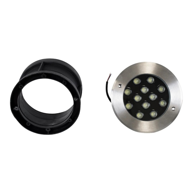 GloboStar® UNDERWATER-GUNE 90405 Υποβρύχιο Χωνευτό Φωτιστικό Σποτ Ειδικό για Σιντριβάνια LED 12W 1200lm 60° DC 24V Αδιάβροχο IP68 Φ10 x Υ7.5cm Ψυχρό Λευκό 6000K - Ανοξείδωτο Ατσάλι - 3 Χρόνια Εγγύηση