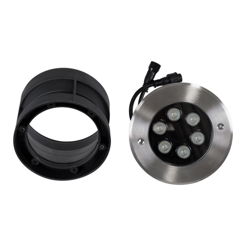 GloboStar® UNDERWATER-YUNI 90419 Υποβρύχιο Χωνευτό Φωτιστικό Σποτ Ειδικό για Σιντριβάνια LED 6W 510lm 30° DC 24V Αδιάβροχο IP68 Φ15 x Υ10cm RGBW DMX512 - Ανοξείδωτο Ατσάλι - 3 Years Warranty