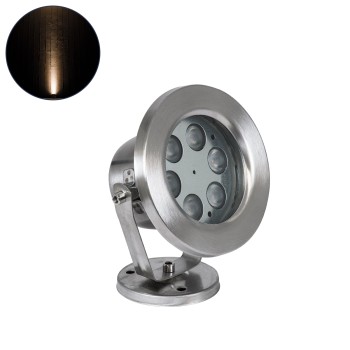 GLOBOSTAR® UNDERWATER-DEDY 90426 Υποβρύχιο Επιφανειακό Σποτ για Σιντριβάνια/Πισίνες LED 6W 540lm 30° DC 24V Αδιάβροχο IP68 Θερμό Λευκό 2700K Dimmable - Ανοξείδωτο Ατσάλι 304 - Μ12 x Π7.5 x Υ14.5cm - 3 Χρόνια Εγγύηση