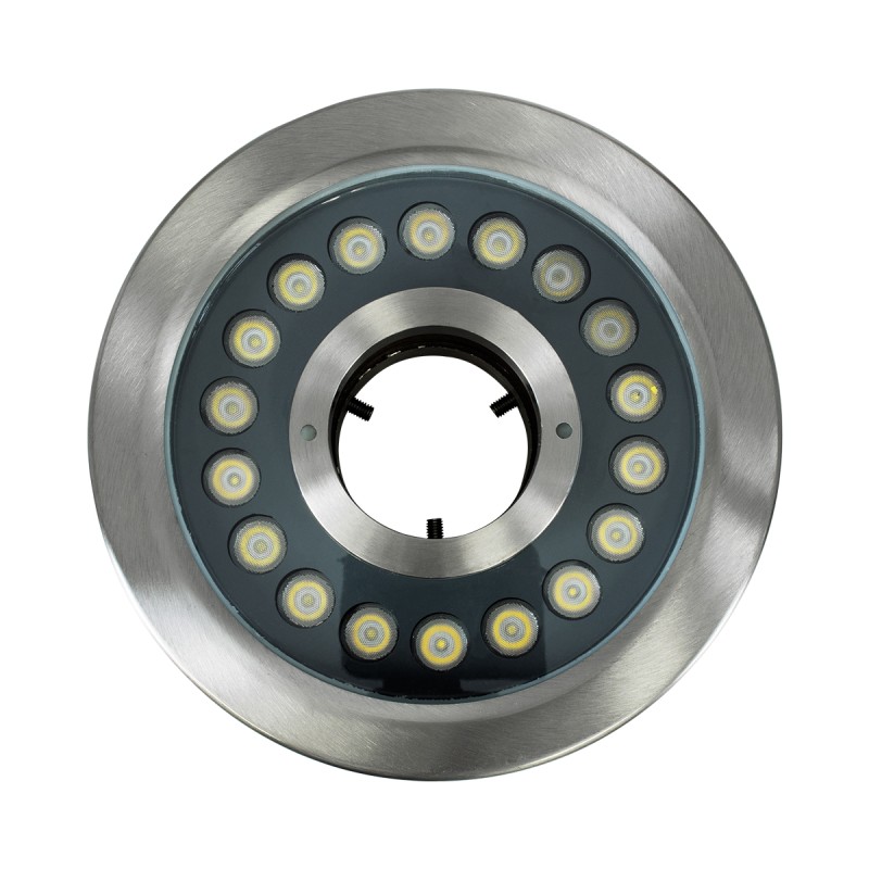 GloboStar® UNDERWATER-DENIS 90442 Υποβρύχιο Χωνευτό Φωτιστικό Σποτ Ειδικό για Σιντριβάνια - Πισίνες - Τζακούζι LED 18W 1800lm 30° DC 24V Αδιάβροχο IP68 Φ21.5 x Υ8cm Ψυχρό Λευκό 6000K - Ανοξείδωτο Ατσάλι SS304 - 3 Years Warranty