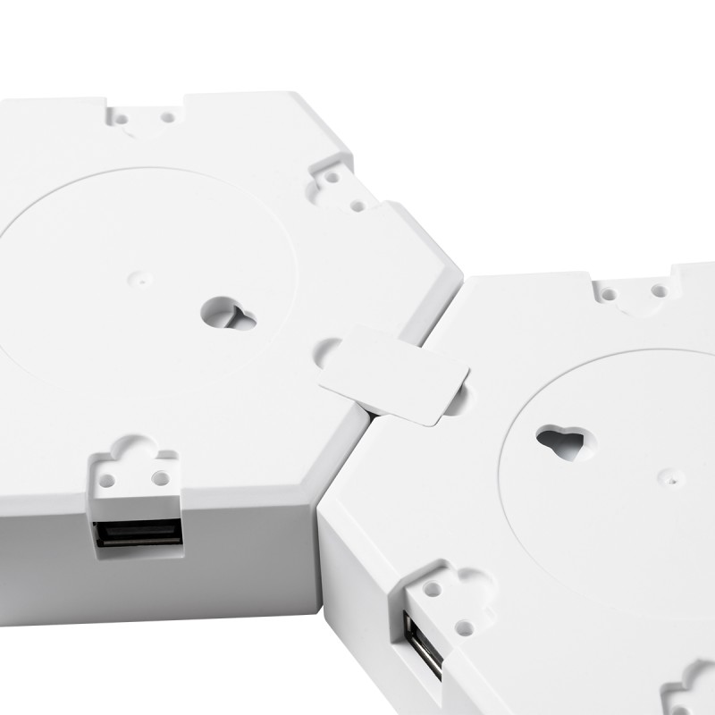 GloboStar® DIGIOCTA 90448 Σετ 6 Ψηφιακων LED RGB Φωτιστικών Κυψελών με Ψηφιακό Controller με WiFi Smart APP & Ασύρματο Χειριστήριο RF 2.4Ghz - LED SMD 5050 9W/Σετ 84PIXEL/Σετ 720lm/Σετ 120° DC 5V με USB 2.0 IP20 Πολύχρωμο RGB - Dimmable - Μ10.5 x Π10.