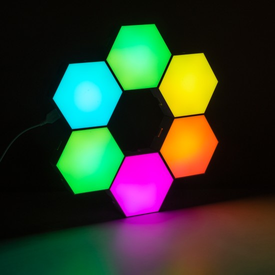 GloboStar® DIGIOCTA 90448 Σετ 6 Ψηφιακων LED RGB Φωτιστικών Κυψελών με Ψηφιακό Controller με WiFi Smart APP & Ασύρματο Χειριστήριο RF 2.4Ghz - LED SMD 5050 9W/Σετ 84PIXEL/Σετ 720lm/Σετ 120° DC 5V με USB 2.0 IP20 Πολύχρωμο RGB - Dimmable - Μ10.5 x Π10. GloboStar® DIGIOCTA 90448 Σετ 6 Ψηφιακων LED RGB Φωτιστικών Κυψελών με Ψηφιακό Controller με WiFi Smart APP & Ασύρματο Χειριστήριο RF 2.4Ghz - LED SMD 5050 9W/Σετ 84PIXEL/Σετ 720lm/Σετ 120° DC 5V με USB 2.0 IP20 Πολύχρωμο RGB - Dimmable - Μ10.5 x Π10.