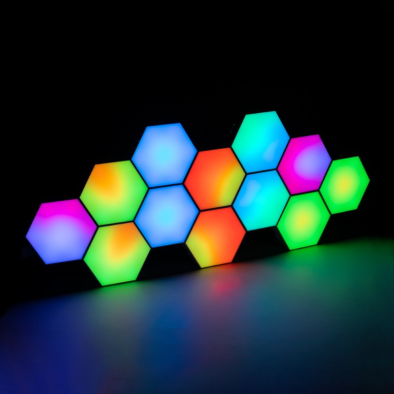 GloboStar® DIGIOCTA 90449 Σετ 12 Ψηφιακων LED RGB Φωτιστικών Κυψελών με Ψηφιακό Controller με WiFi Smart APP & Ασύρματο Χειριστήριο RF 2.4Ghz - LED SMD 5050 18W/Σετ 168PIXEL/Σετ 1440lm/Σετ 120° DC 5V με USB 2.0 IP20 Πολύχρωμο RGB - Dimmable - Μ10.5 x