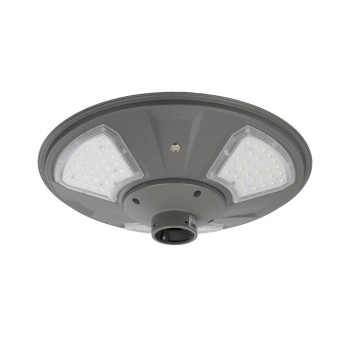 GLOBOSTAR® PARK 90500 Φωτιστικό Κεφαλής Post Top Πλατείας/Πάρκου LED 25W 2000lm 120° με Ενσωματωμένο Φωτοβολταϊκό Panel 6V 20W & Επαναφορτιζόμενη Μπαταρία Li-ion 3.2V 25000mAh με Αισθητήρα Ημέρας-Νύχτας Αδιάβροχο IP65 Ψυχρό Λευκό 6000K - Γκρι Ανθρακί 