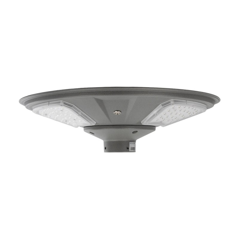GLOBOSTAR® PARK 90500 Φωτιστικό Κεφαλής Post Top Πλατείας/Πάρκου LED 25W 2000lm 120° με Ενσωματωμένο Φωτοβολταϊκό Panel 6V 20W & Επαναφορτιζόμενη Μπαταρία Li-ion 3.2V 25000mAh με Αισθητήρα Ημέρας-Νύχτας Αδιάβροχο IP65 Ψυχρό Λευκό 6000K - Γκρι Ανθρακί