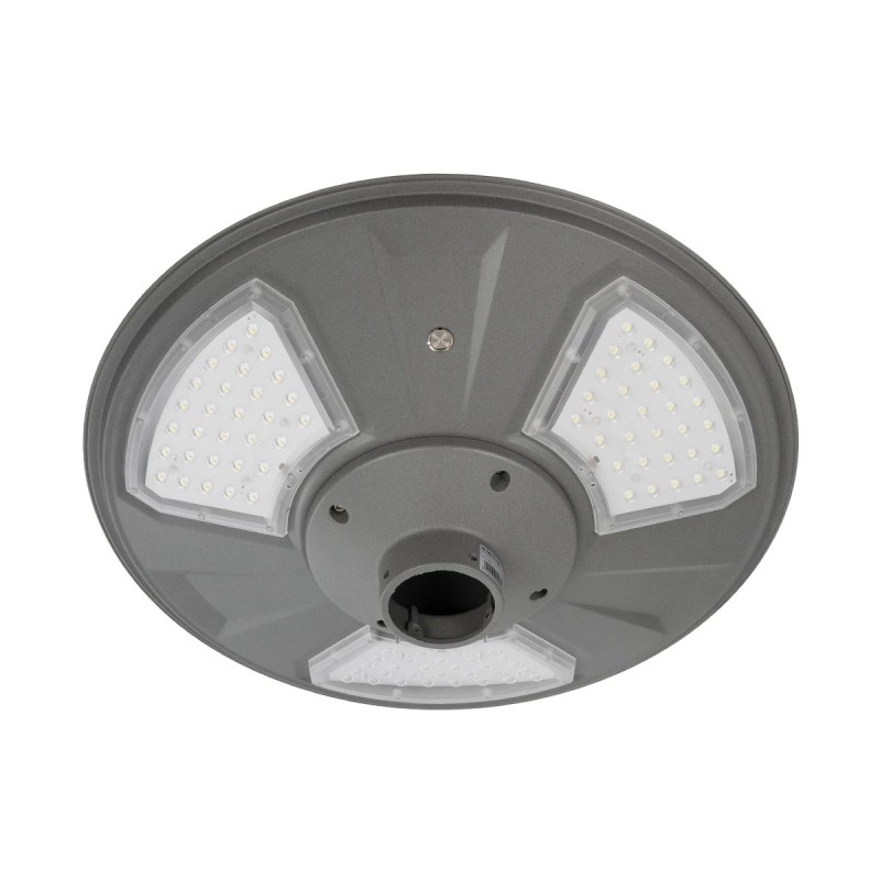 GLOBOSTAR® PARK 90500 Φωτιστικό Κεφαλής Post Top Πλατείας/Πάρκου LED 25W 2000lm 120° με Ενσωματωμένο Φωτοβολταϊκό Panel 6V 20W & Επαναφορτιζόμενη Μπαταρία Li-ion 3.2V 25000mAh με Αισθητήρα Ημέρας-Νύχτας Αδιάβροχο IP65 Ψυχρό Λευκό 6000K - Γκρι Ανθρακί