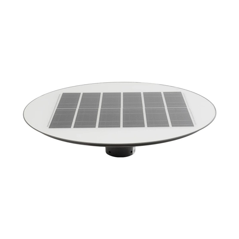 GLOBOSTAR® PARK 90500 Φωτιστικό Κεφαλής Post Top Πλατείας/Πάρκου LED 25W 2000lm 120° με Ενσωματωμένο Φωτοβολταϊκό Panel 6V 20W & Επαναφορτιζόμενη Μπαταρία Li-ion 3.2V 25000mAh με Αισθητήρα Ημέρας-Νύχτας Αδιάβροχο IP65 Ψυχρό Λευκό 6000K - Γκρι Ανθρακί