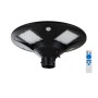 GLOBOSTAR® PARK 90501 Φωτιστικό Κεφαλής Post Top Πλατείας/Πάρκου/Κήπου με Ασύρματο Χειριστήριο LED 25W 550lm 120° με Ενσωματωμένο Φωτοβολταϊκό Panel 6V 20W & Επαναφορτιζόμενη Μπαταρία Li-ion 3.2V 12000mAh με Αισθητήρα Κίνησης-Ημέρας-Νύχτας Αδιάβροχο I