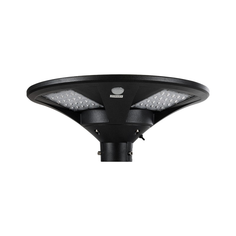 GloboStar® PARK 90501 Αυτόνομο Αδιάβροχο IP67 Ηλιακό Φωτοβολταϊκό Φωτιστικό Στύλου / Κολώνας Πλατείας LED 25W με Ανιχνευτή Κίνησης, Αισθητήρα Νυχτός και Ασύρματο Χειριστήριο Θερμό Λευκό 2700K Φ50 x Υ20cm