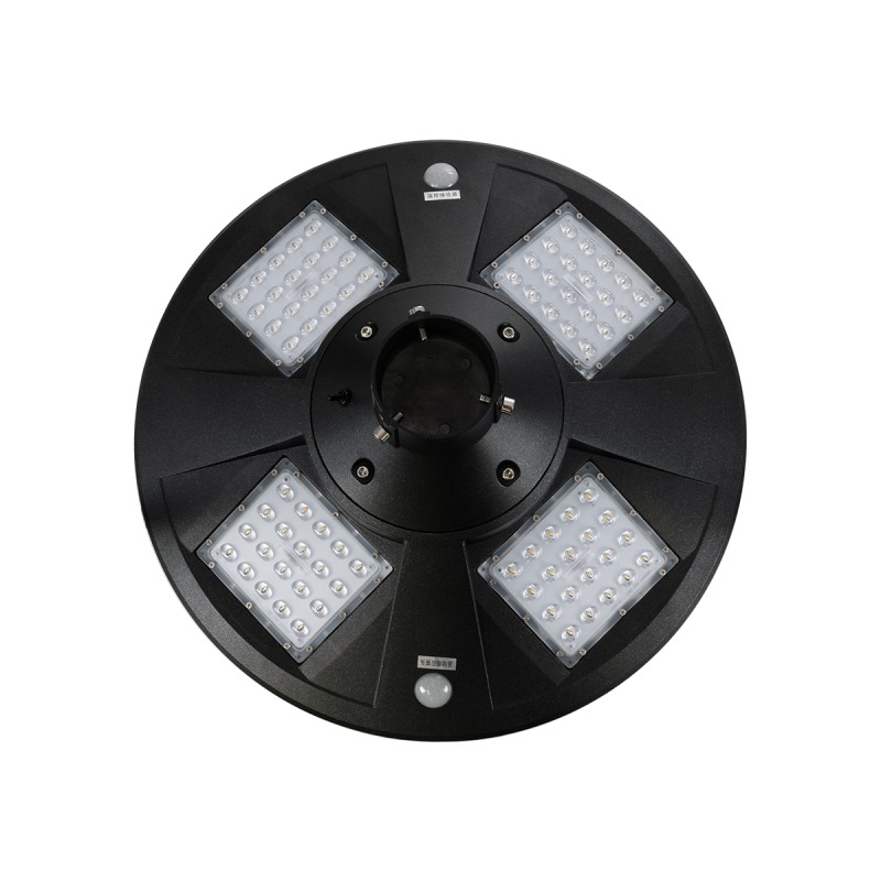 GloboStar® PARK 90501 Αυτόνομο Αδιάβροχο IP67 Ηλιακό Φωτοβολταϊκό Φωτιστικό Στύλου / Κολώνας Πλατείας LED 25W με Ανιχνευτή Κίνησης, Αισθητήρα Νυχτός και Ασύρματο Χειριστήριο Θερμό Λευκό 2700K Φ50 x Υ20cm