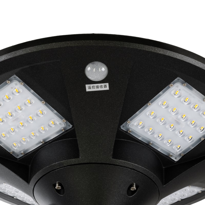 GloboStar® PARK 90501 Αυτόνομο Αδιάβροχο IP67 Ηλιακό Φωτοβολταϊκό Φωτιστικό Στύλου / Κολώνας Πλατείας LED 25W με Ανιχνευτή Κίνησης, Αισθητήρα Νυχτός και Ασύρματο Χειριστήριο Θερμό Λευκό 2700K Φ50 x Υ20cm