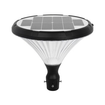 GLOBOSTAR® SQUARE 90503 Φωτιστικό Κεφαλής Post Top Πλατείας/Πάρκου/Κήπου LED 40W 1600lm 120° DC 5V με Ενσωματωμένο Φωτοβολταϊκό Panel 5V 25W & Επαναφορτιζόμενη Μπαταρία Li-ion 3.2V 30000mAh με Αισθητήρα Κίνησης-Ημέρας-Νύχτας Αδιάβροχο IP65 Θερμό Λευκό