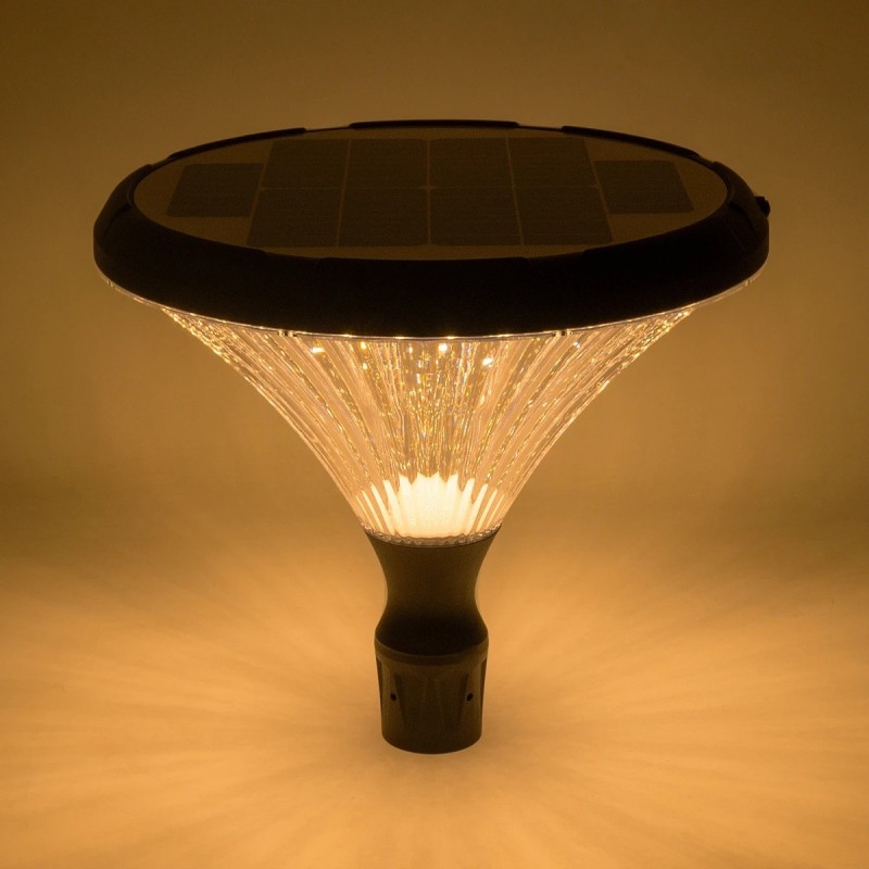 GLOBOSTAR® SQUARE 90503 Φωτιστικό Κεφαλής Post Top Πλατείας/Πάρκου/Κήπου LED 40W 1600lm 120° DC 5V με Ενσωματωμένο Φωτοβολταϊκό Panel 5V 25W & Επαναφορτιζόμενη Μπαταρία Li-ion 3.2V 30000mAh με Αισθητήρα Κίνησης-Ημέρας-Νύχτας Αδιάβροχο IP65 Θερμό Λευκό