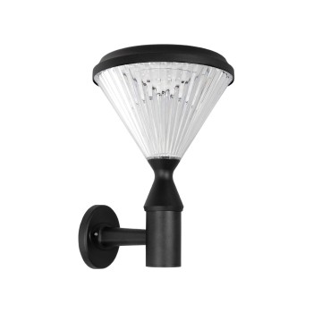 GLOBOSTAR® SOLARTIS 90527 Μοντέρνο Φωτιστικό Τοίχου - Απλίκα LED 10W 1000lm 180° με Ενσωματωμένο Φωτοβολταϊκό Panel 6V 5W & Επαναφορτιζόμενη Μπαταρία Li-ion 3.2V 6000mAh με Αισθητήρα Ημέρας-Νύχτας Αδιάβροχο IP65 Ψυχρό Λευκό 6000K - Sanan SMD Chip - Μα