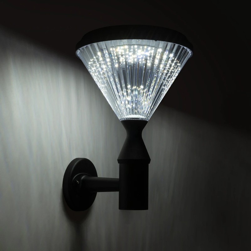 GLOBOSTAR® SOLARTIS 90527 Μοντέρνο Φωτιστικό Τοίχου - Απλίκα LED 10W 1000lm 180° με Ενσωματωμένο Φωτοβολταϊκό Panel 6V 5W & Επαναφορτιζόμενη Μπαταρία Li-ion 3.2V 6000mAh με Αισθητήρα Ημέρας-Νύχτας Αδιάβροχο IP65 Ψυχρό Λευκό 6000K - Sanan SMD Chip - Μα