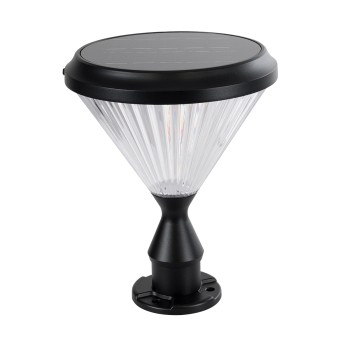 GLOBOSTAR® SHARP 90533 Φωτιστικό Κολωνάκι Κήπου LED 10W 500lm 120° με Ενσωματωμένο Φωτοβολταϊκό Panel 6V 2W & Επαναφορτιζόμενη Μπαταρία Li-ion 3.2V 8000mAh με Αισθητήρα Ημέρας-Νύχτας Αδιάβροχο IP65 Ψυχρό Λευκό 6000K - Γκρι Ανθρακί - Μ26 x Π26 x Υ33cm 