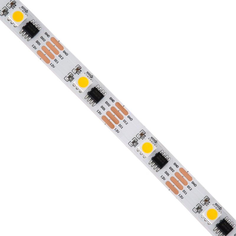 GloboStar® 90598 Digital Pixel Addressable Strip 4 PIN - Ψηφιακή Ταινία LED SMD 5050 9W/m 30LED/m 30PIXEL/m SPI/TTL Protocol IC TM1908 810lm/m 120° DC 12V IP20 Θερμό Λευκό 2700K - Λευκό Σώμα - Μ5000 x Π10 x Υ2mm - Συσκευασία 5 Μέτρων - 5 Χρόνια Εγγύηση