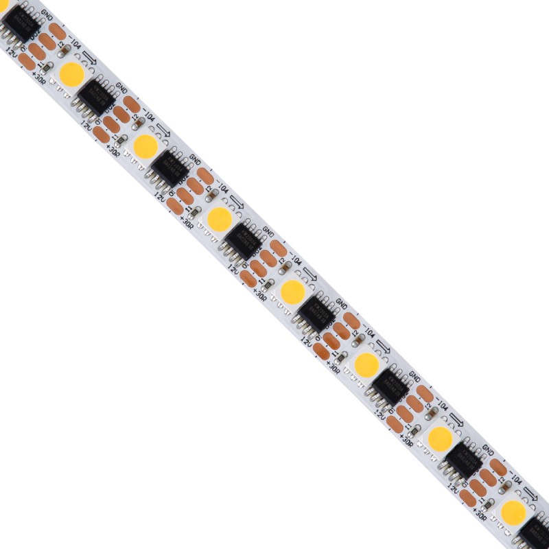 GloboStar® 90603 Digital Pixel Addressable Strip 4 PIN - Ψηφιακή Ταινία LED SMD 5050 14W/m 60LED/m 60PIXEL/m SPI/TTL Protocol IC TM1908 1296lm/m 120° DC 12V IP20 Θερμό Λευκό 2700K - Λευκό Σώμα - Μ5000 x Π10 x Υ2mm - Συσκευασία 5 Μέτρων - 5 Χρόνια Εγγύηση