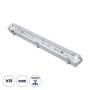 GLOBOSTAR® VIGAS 90610 Γραμμικό Βιομηχανικό Φωτιστικό Σκαφάκι Tri-Proof με Μεταλλικά Clips για 1 x Λάμπα T8 G13 60cm Τύπου Φθορίου LED Τροφοδοσίας Ενός Άκρου 120° AC 220-240V Αδιάβροχο IP65 - Γκρι με Διάφανο Κάλυμμα Πλαστικό PC - Μ66 x Π8 x Υ8cm