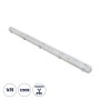 GLOBOSTAR® VIGAS 90612 Γραμμικό Βιομηχανικό Φωτιστικό Σκαφάκι Tri-Proof με Μεταλλικά Clips για 1 x Λάμπα T8 G13 120cm Τύπου Φθορίου LED Τροφοδοσίας Ενός Άκρου 120° AC 220-240V Αδιάβροχο IP65 - Γκρι με Διάφανο Κάλυμμα Πλαστικό PC - Μ126 x Π8 x Υ8.5cm