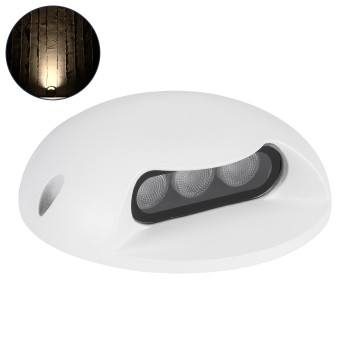 GLOBOSTAR® STEPLUNA 90619 Φωτιστικό Σκαλοπατιού / Διαδρόμου LED 3W 330lm 10° DC 24V Αδιάβροχο IP65 Θερμό Λευκό 2700K Dimmable - Bridgelux SMD Chip - Λευκό Ματ - Μ12 x Π12 x Υ3cm - 3 Χρόνια Εγγύηση