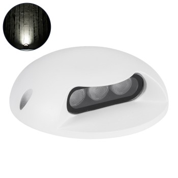 GLOBOSTAR® STEPLUNA 90620 Φωτιστικό Σκαλοπατιού / Διαδρόμου LED 3W 345lm 10° DC 24V Αδιάβροχο IP65 Φυσικό Λευκό 4500K Dimmable - Bridgelux SMD Chip - Λευκό Ματ - Μ12 x Π12 x Υ3cm - 3 Χρόνια Εγγύηση