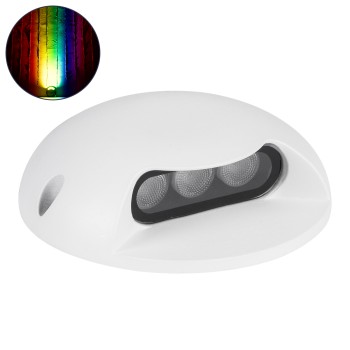 GLOBOSTAR® STEPLUNA 90621 Φωτιστικό Σκαλοπατιού / Διαδρόμου LED 6W 510lm 10° DC 24V Αδιάβροχο IP65 Πολύχρωμο RGB Dimmable DMX512 - Bridgelux SMD Chip - Λευκό Ματ - Μ12 x Π12 x Υ3cm - 3 Χρόνια Εγγύηση