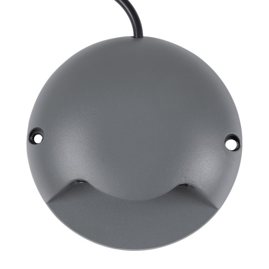 GLOBOSTAR® STEP-LUNA 90622 Αρχιτεκτονικό Φωτιστικό Διαδρόμου/Σκαλοπατιού LED 3W 330lm 10° DC 24V Αδιάβροχο IP65 Θερμό Λευκό 2700K Dimmable - Γκρι Ανθρακί - Φ12 x Υ3cm - 3 Χρόνια Εγγύηση