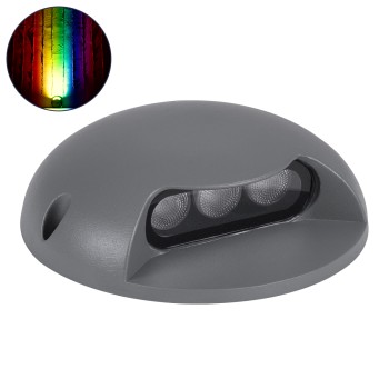 GLOBOSTAR® STEPLUNA 90624 Φωτιστικό Σκαλοπατιού / Διαδρόμου LED 6W 510lm 10° DC 24V Αδιάβροχο IP65 Πολύχρωμο RGB Dimmable DMX512 - Bridgelux SMD Chip - Γκρι Ανθρακί - Μ12 x Π12 x Υ3cm - 3 Χρόνια Εγγύηση