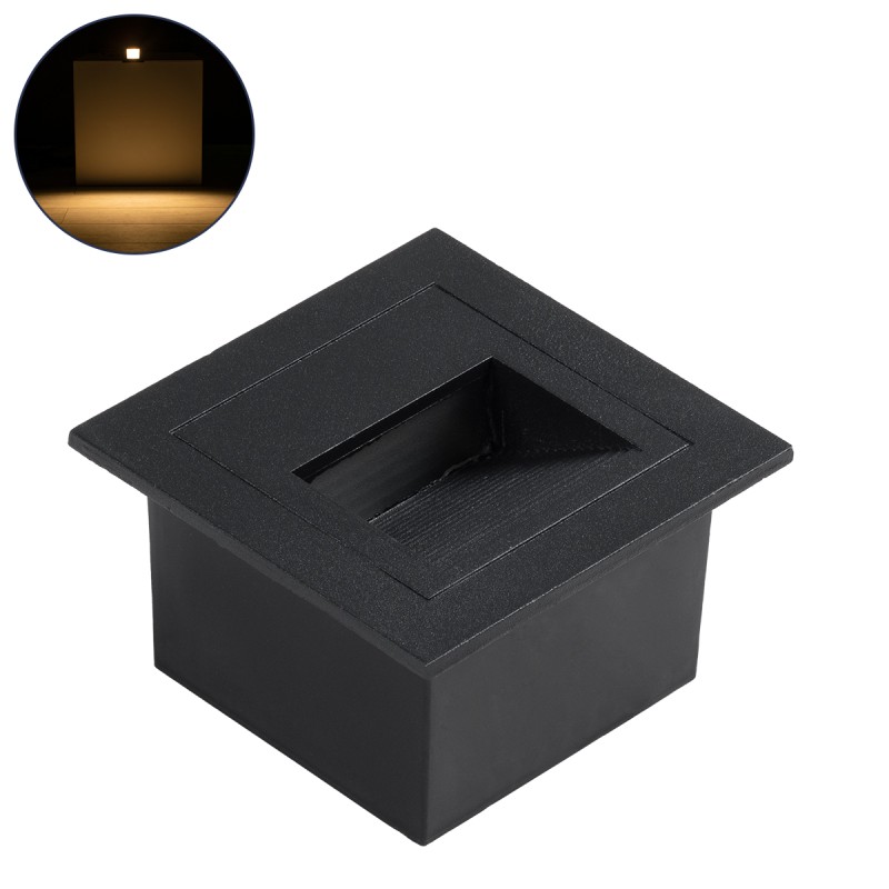 GLOBOSTAR® STEP-MINA 90625 Χωνευτό Αρχιτεκτονικό Φωτιστικό Διαδρόμου/Σκαλοπατιού LED 3W 330lm 30° DC 24V Αδιάβροχο IP65 Θερμό Λευκό 2700K Dimmable - Μαύρο - Μ8.3 x Π8.3 x Υ5cm / Q6.6cm - 3 Χρόνια Εγγύηση