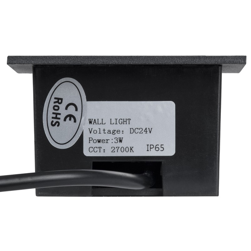 GLOBOSTAR® STEP-MINA 90625 Χωνευτό Αρχιτεκτονικό Φωτιστικό Διαδρόμου/Σκαλοπατιού LED 3W 330lm 30° DC 24V Αδιάβροχο IP65 Θερμό Λευκό 2700K Dimmable - Μαύρο - Μ8.3 x Π8.3 x Υ5cm / Q6.6cm - 3 Χρόνια Εγγύηση