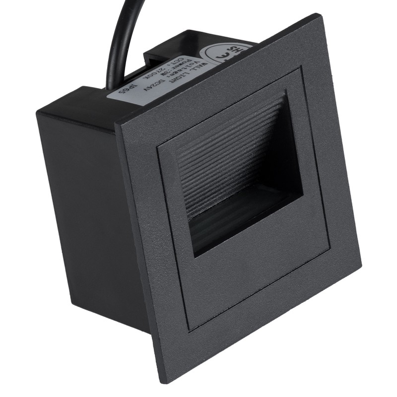 GLOBOSTAR® STEP-MINA 90625 Χωνευτό Αρχιτεκτονικό Φωτιστικό Διαδρόμου/Σκαλοπατιού LED 3W 330lm 30° DC 24V Αδιάβροχο IP65 Θερμό Λευκό 2700K Dimmable - Μαύρο - Μ8.3 x Π8.3 x Υ5cm / Q6.6cm - 3 Χρόνια Εγγύηση
